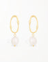 Golden Glow Oval Drop Earrings with Sterling Silver & Pearl